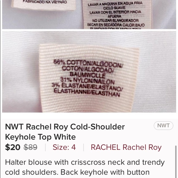 NWOT Rachel Roy Cold-Shoulder Keyhole Top White - Picture 5 of 5